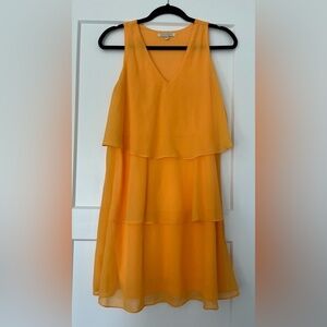 EUC Tash & Sophie Vibrant Tangerine Ruffled, Fun & Flirty Layered Dress, Small